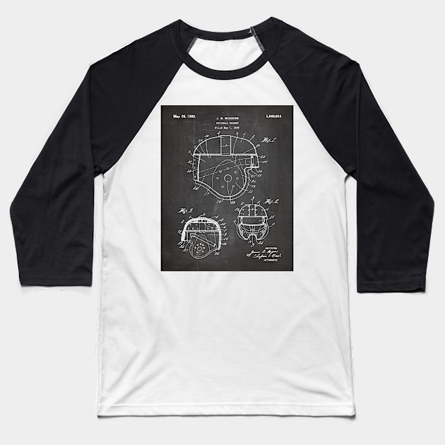 Football Helmet Patent - Football Art - Black Chalkboard Baseball T-Shirt by patentpress